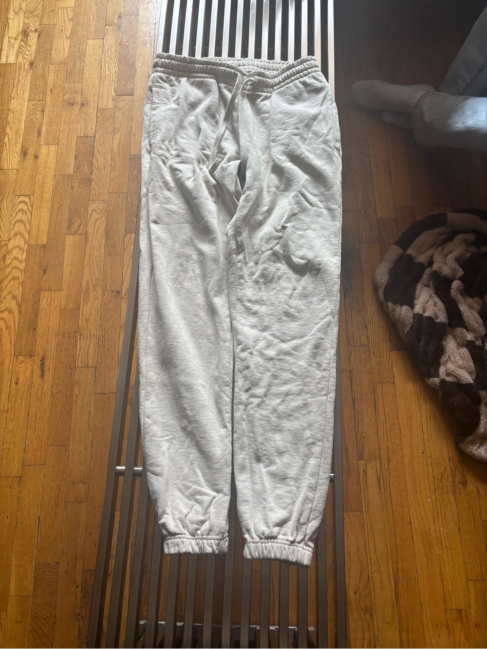 TALENTLESS White/cream Fleece-Lined Joggers